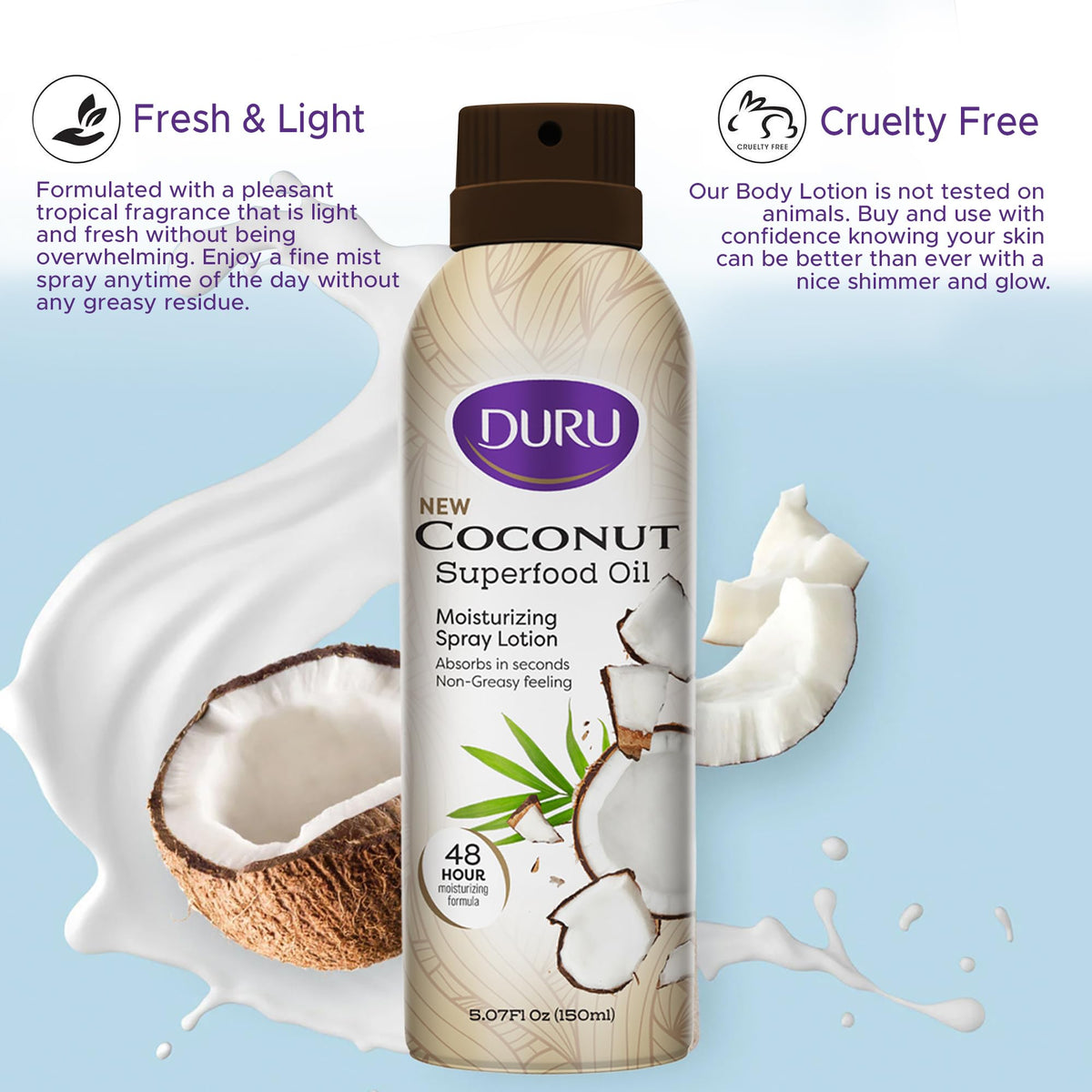Duru fine mist on skin illustrating quick absorption benefit