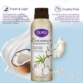 Duru fine mist on skin illustrating quick absorption benefit