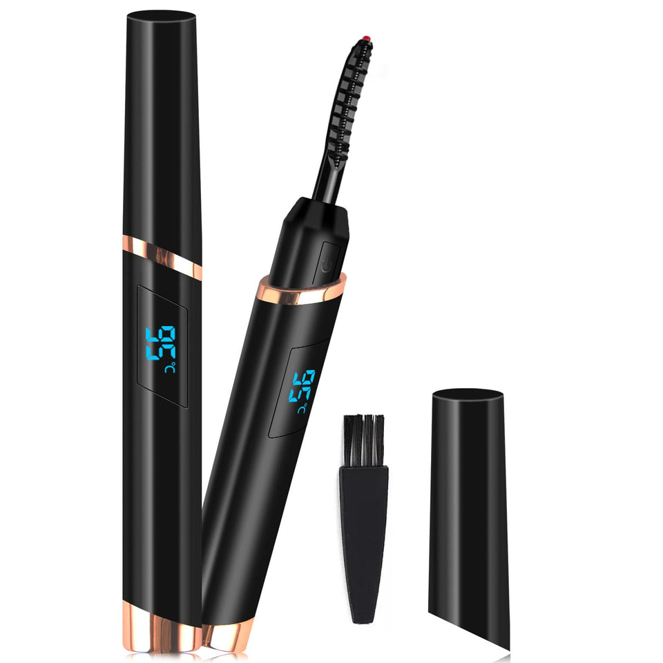 Dust2Oasis curler front view showing sleek black design and portability benefit
