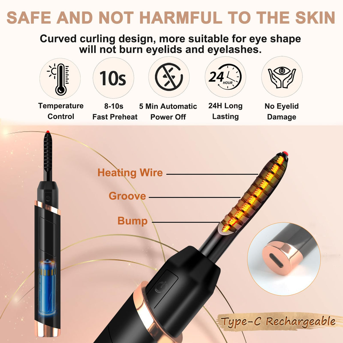 Dust2Oasis curler held in hand to show compact size and travel convenience