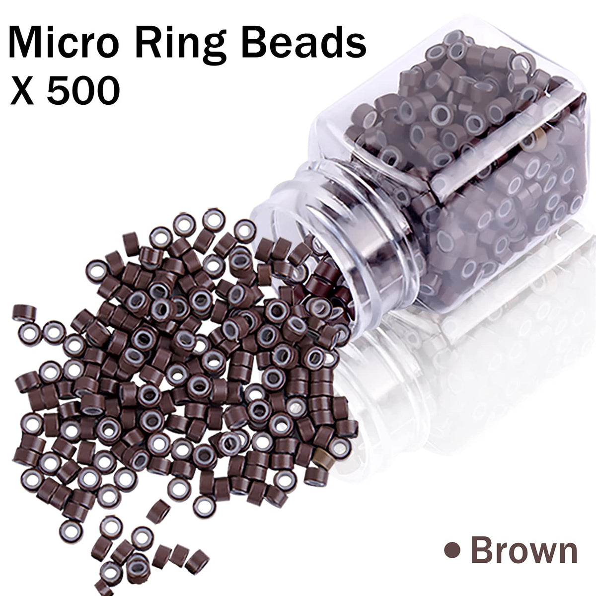 Duufin clear bottle filled with 500 brown micro beads for easy access and color matching