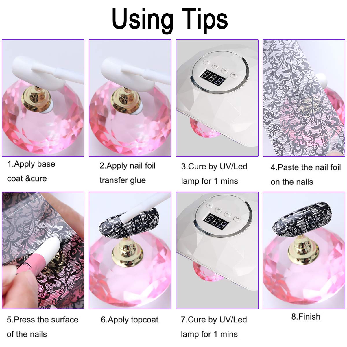 Duufin flatlay with manicure tools and foils showing ready-to-use kit
