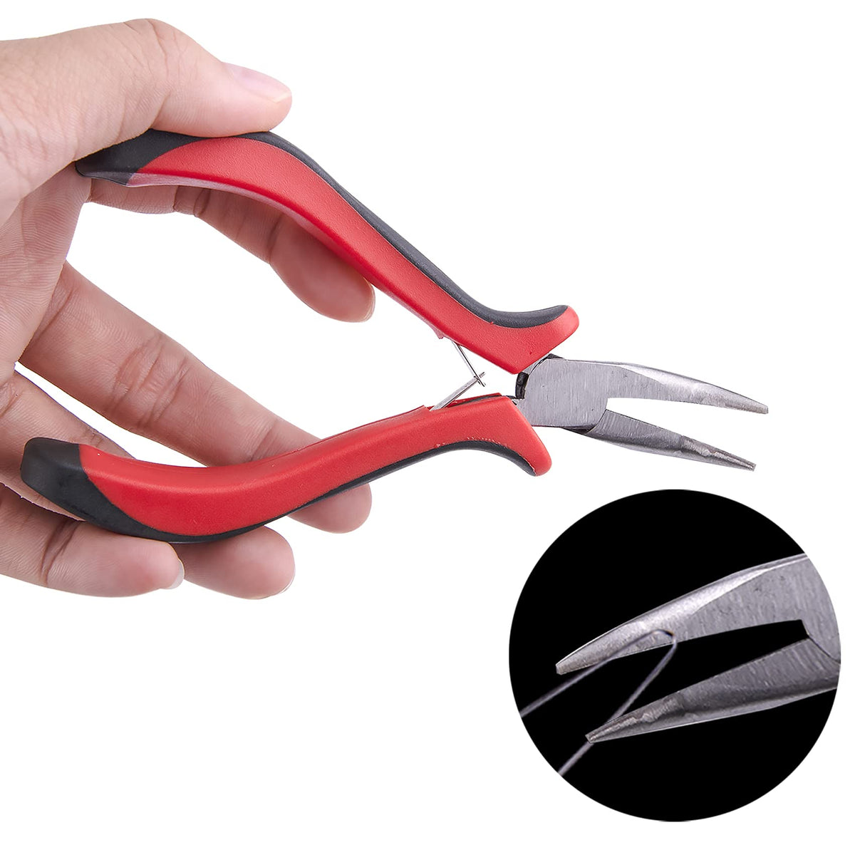 Duufin curved micro bead pliers and wooden-handled hook needles for precise installation