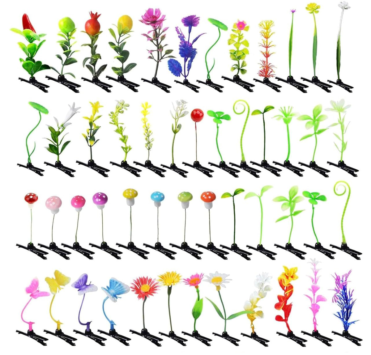 DX Grandway front pack showing 50 mixed leaf and bean sprout hair clips, playful styling