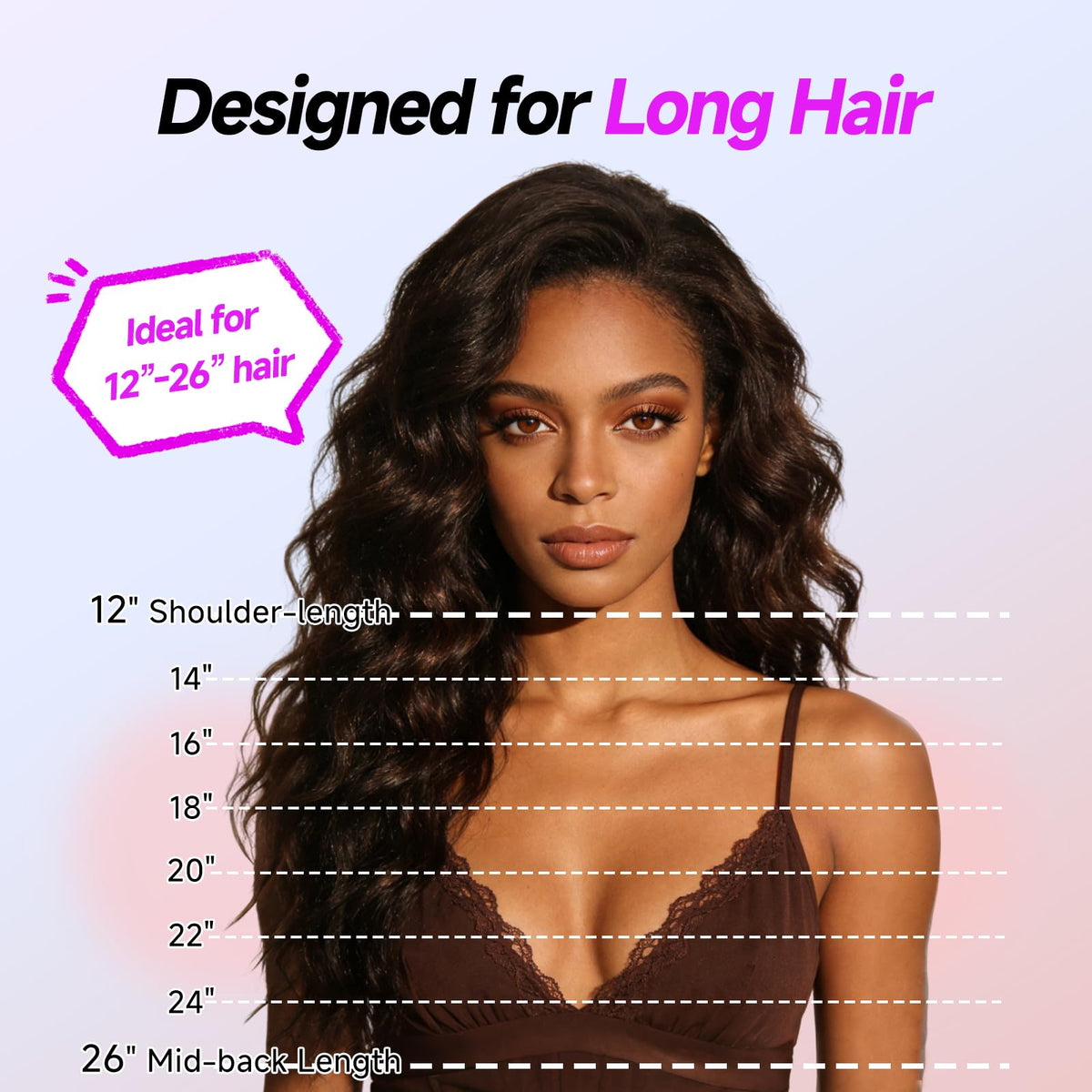 DYHOO styled beach waves on model showing soft loose curls and long-lasting volume