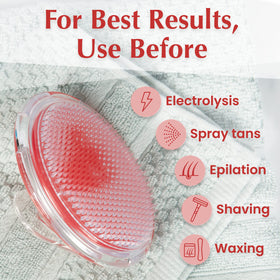 Dylonic brush exfoliating bikini line area to lift hairs and prevent ingrown hairs