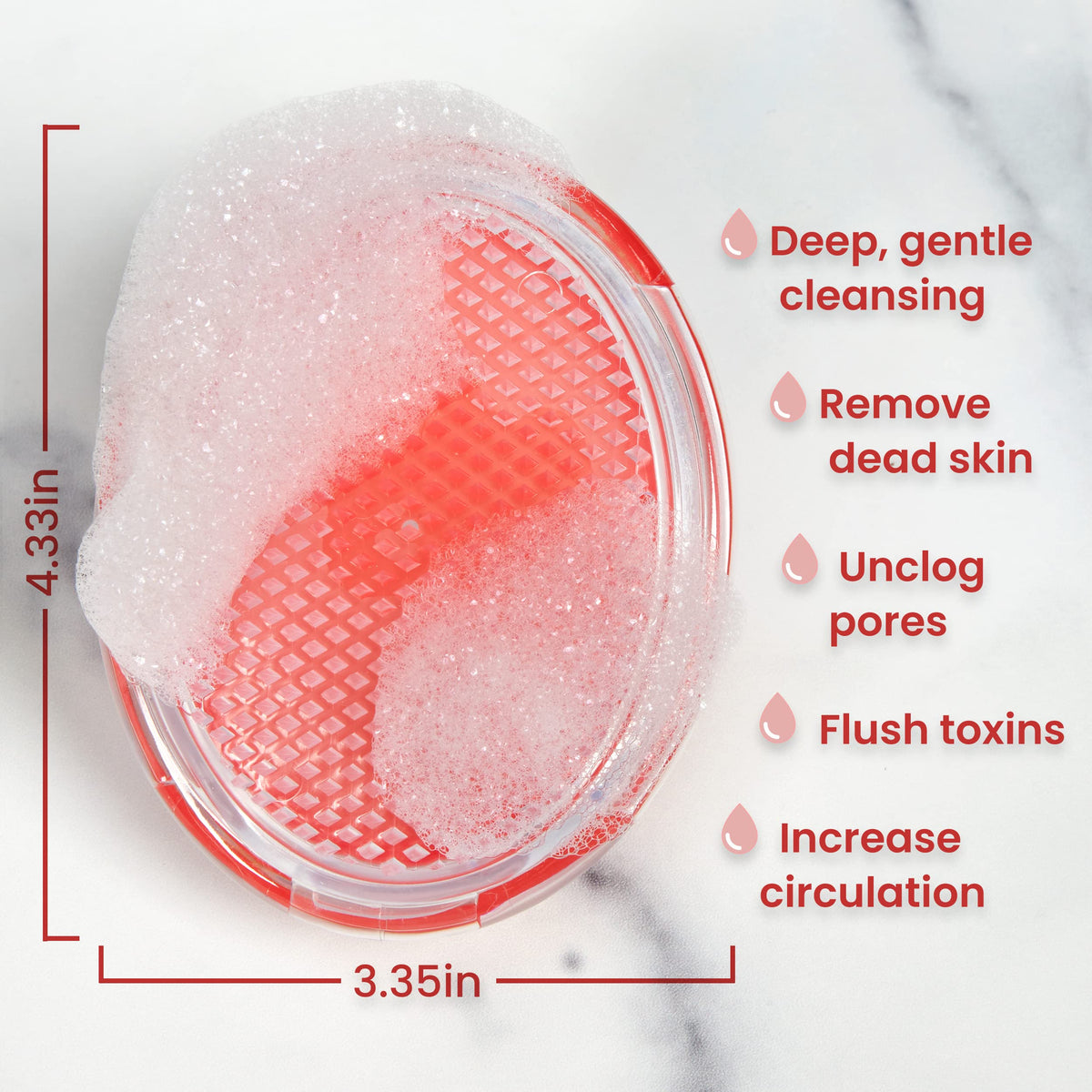 Dylonic brush in hand demonstrating 4x3-inch size for precise pressure and easy grip