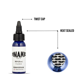 Dynamic Color 1 oz bottle beside common objects showing true size