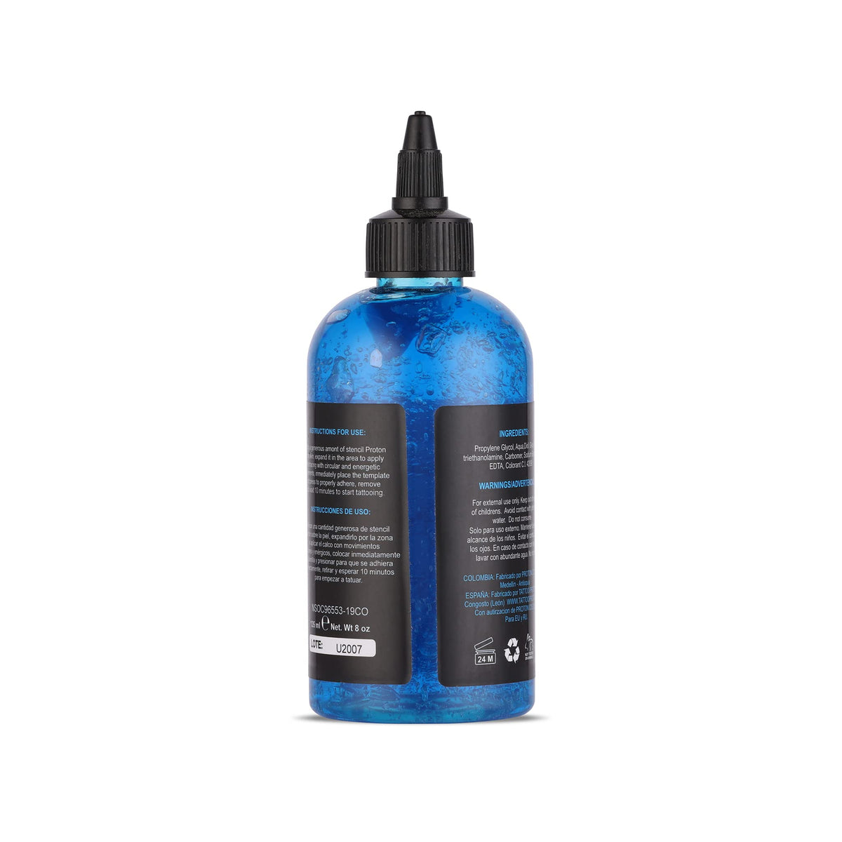 Dynamic Color Co Proton 8oz bottle next to ruler for scale, professional quantity for busy studios