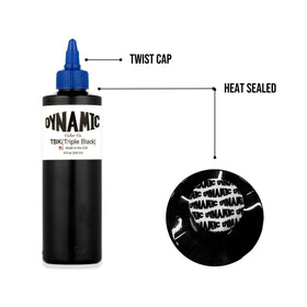 Dynamic Color Co bottle beside tattoo machine in studio illustrating professional in-use benefit