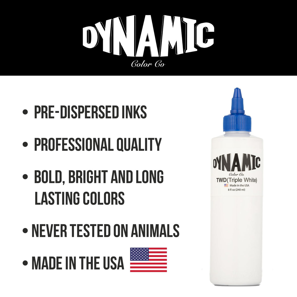 Dynamic Color Triple White in a tattoo studio setting showing professional-ready performance