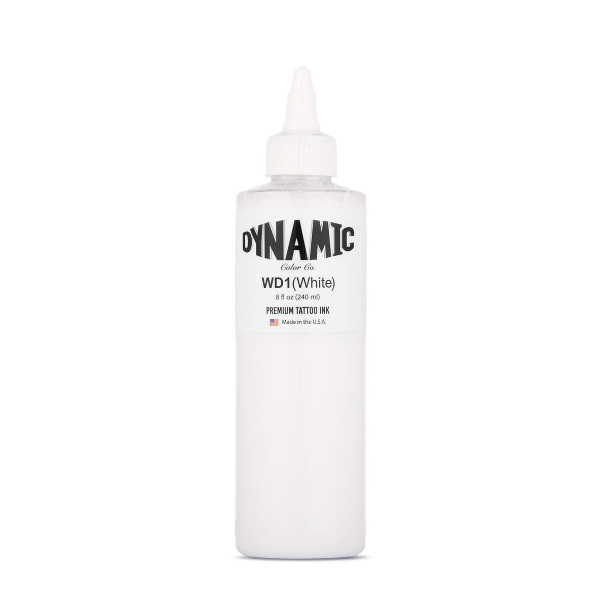 Dynamic Color white ink front bottle showing label and usable volume benefit