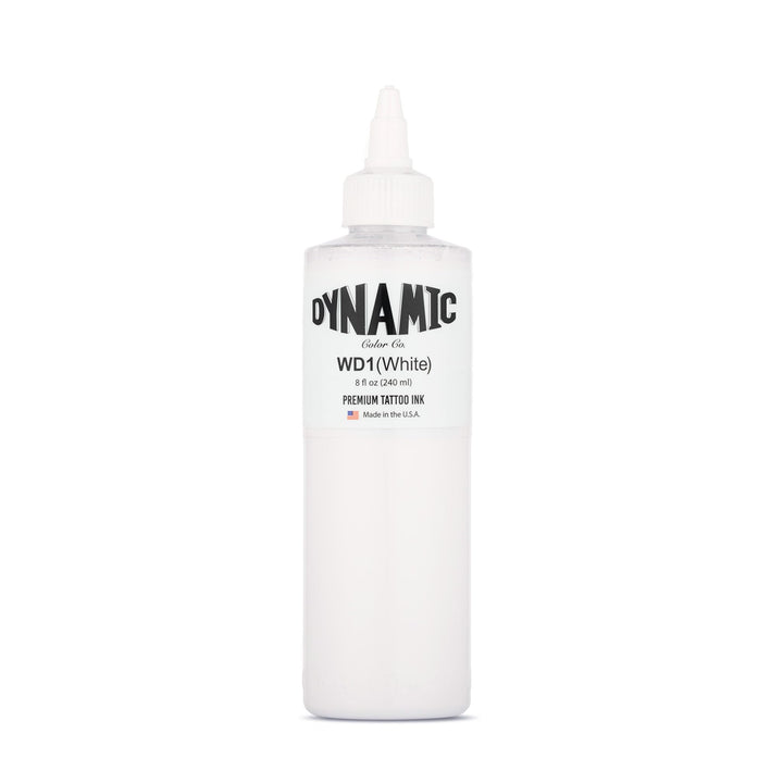 Dynamic Color white ink front bottle showing label and usable volume benefit