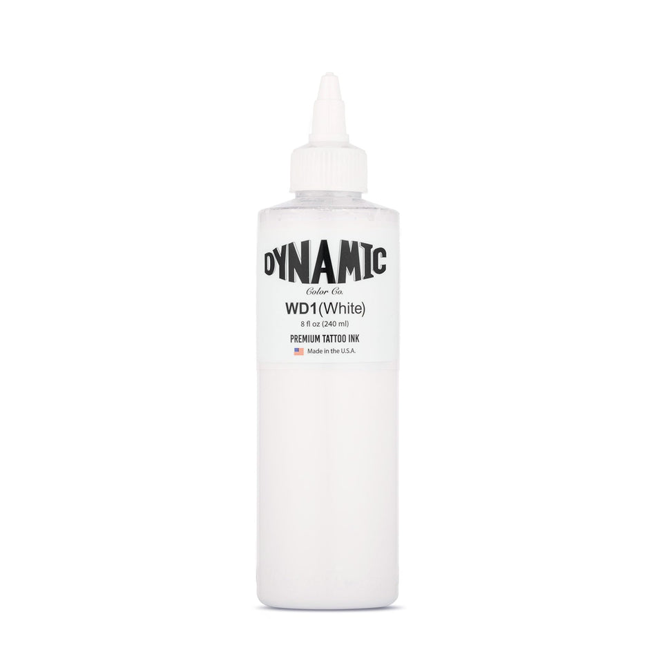 Dynamic Color white ink front bottle showing label and usable volume benefit