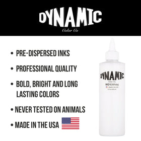 Dynamic Color bottle beside ruler showing 8 oz scale and supply benefit