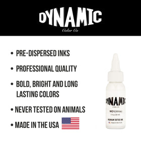 Dynamic Color White in a tattoo studio setting on workstation, conveys trusted professional performance