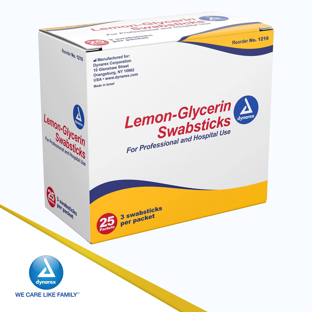 Dynarex swabsticks on clinical tray illustrating professional use and infection control