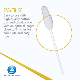 Dynarex swabstick in caregiver hand demonstrating safe, gentle oral application
