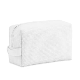 DYSHAYEN front view of white waffle pouch showing clean silhouette and portability