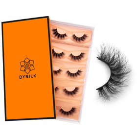 DYSILK fluffy pack front showing five pairs and packaging, perfect for variety