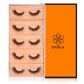 DYSILK lashes inside a makeup bag highlighting portability