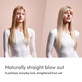 Dyson Airstrait in use wet-to-dry illustrating one-step drying and straightening