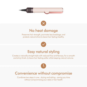 Dyson Airstrait on hair showing texture smoothed and enhanced shine