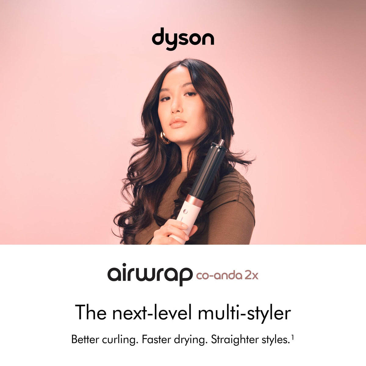 Dyson Airwrap closeup of Coanda barrel showcasing airflow technology for defined curls