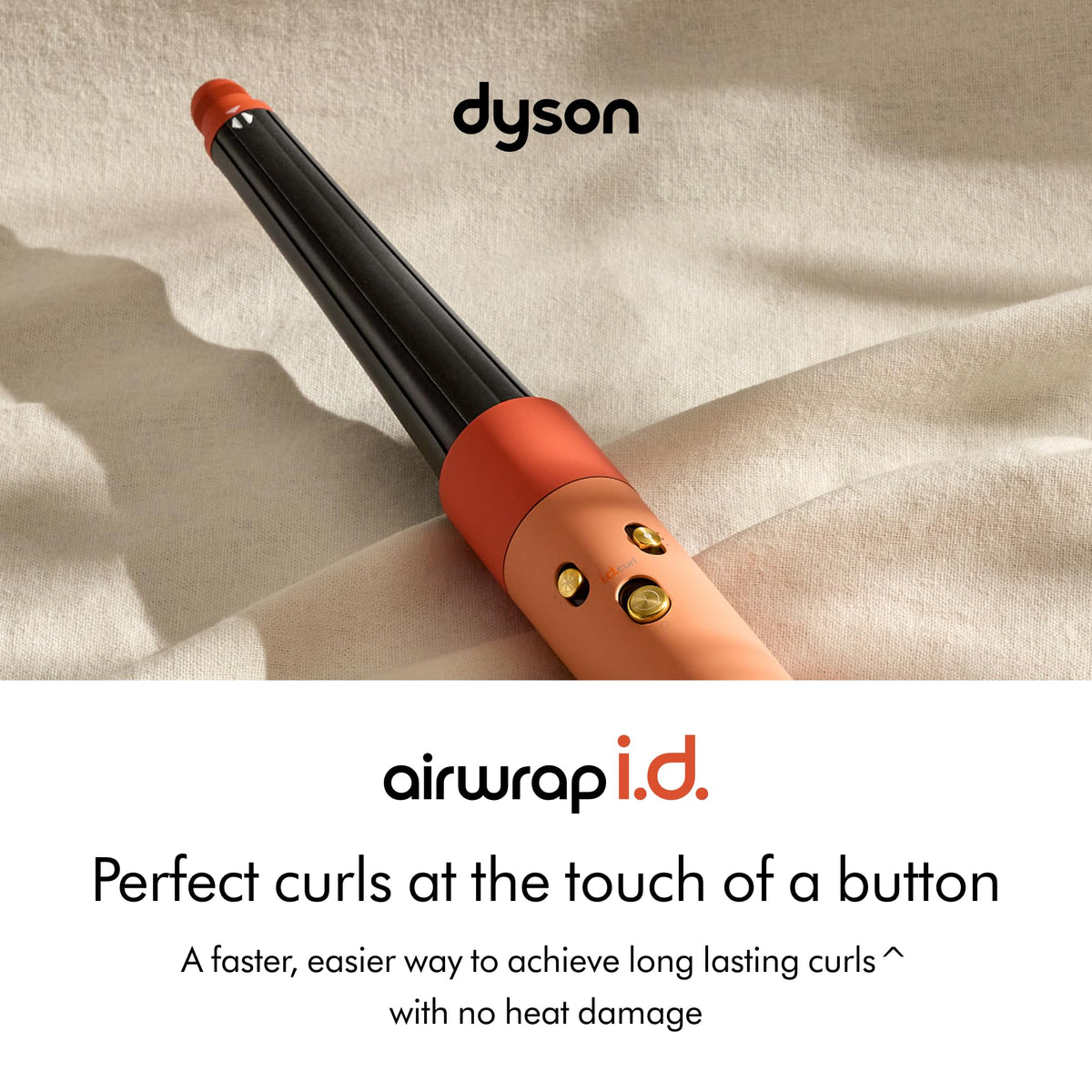 Dyson close-up of ceramic apricot and topaz finish highlighting durable coating and style