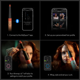 Dyson LED controls and display showing app pairing and precise temperature control