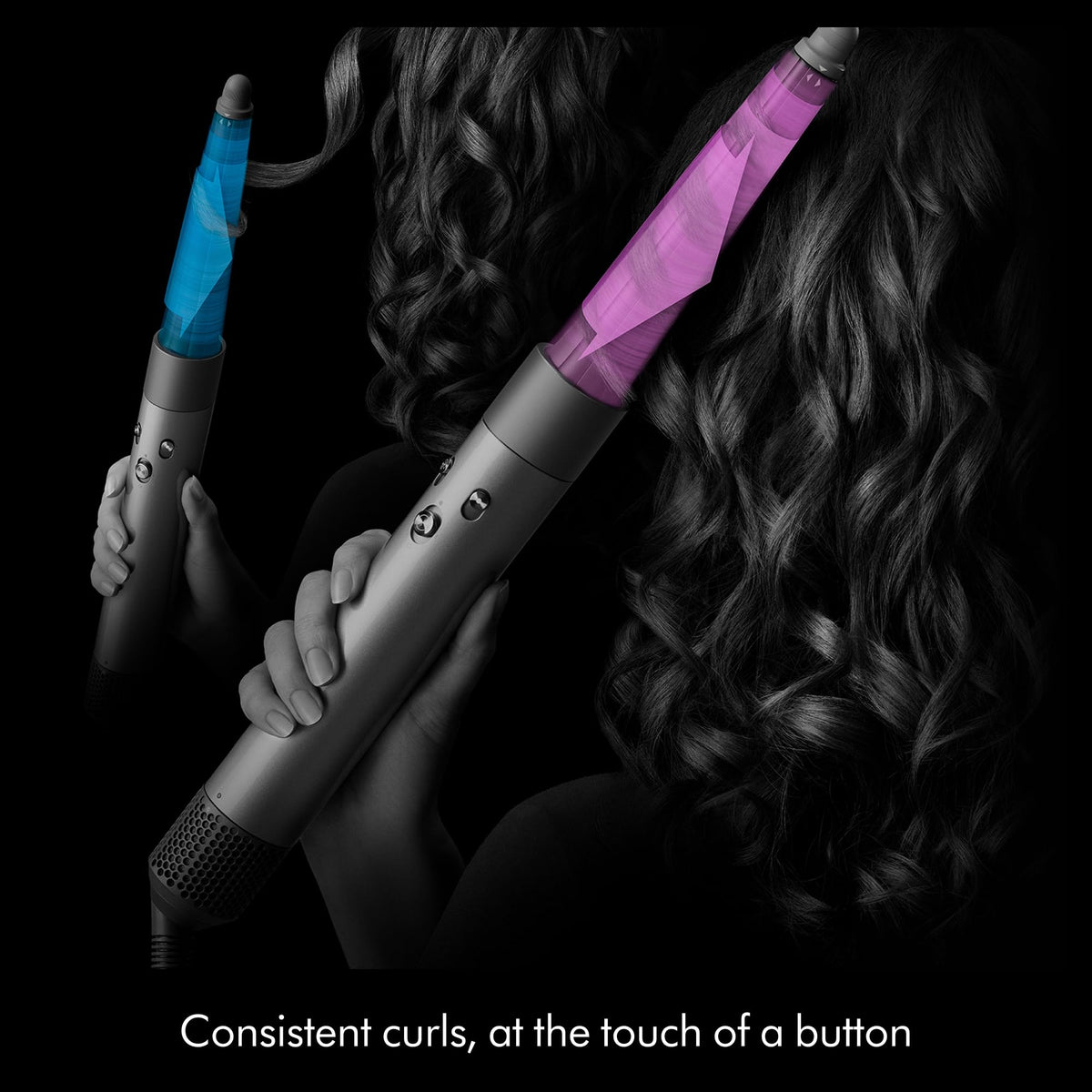 Dyson scale comparison with hand showing compact size and comfortable handling