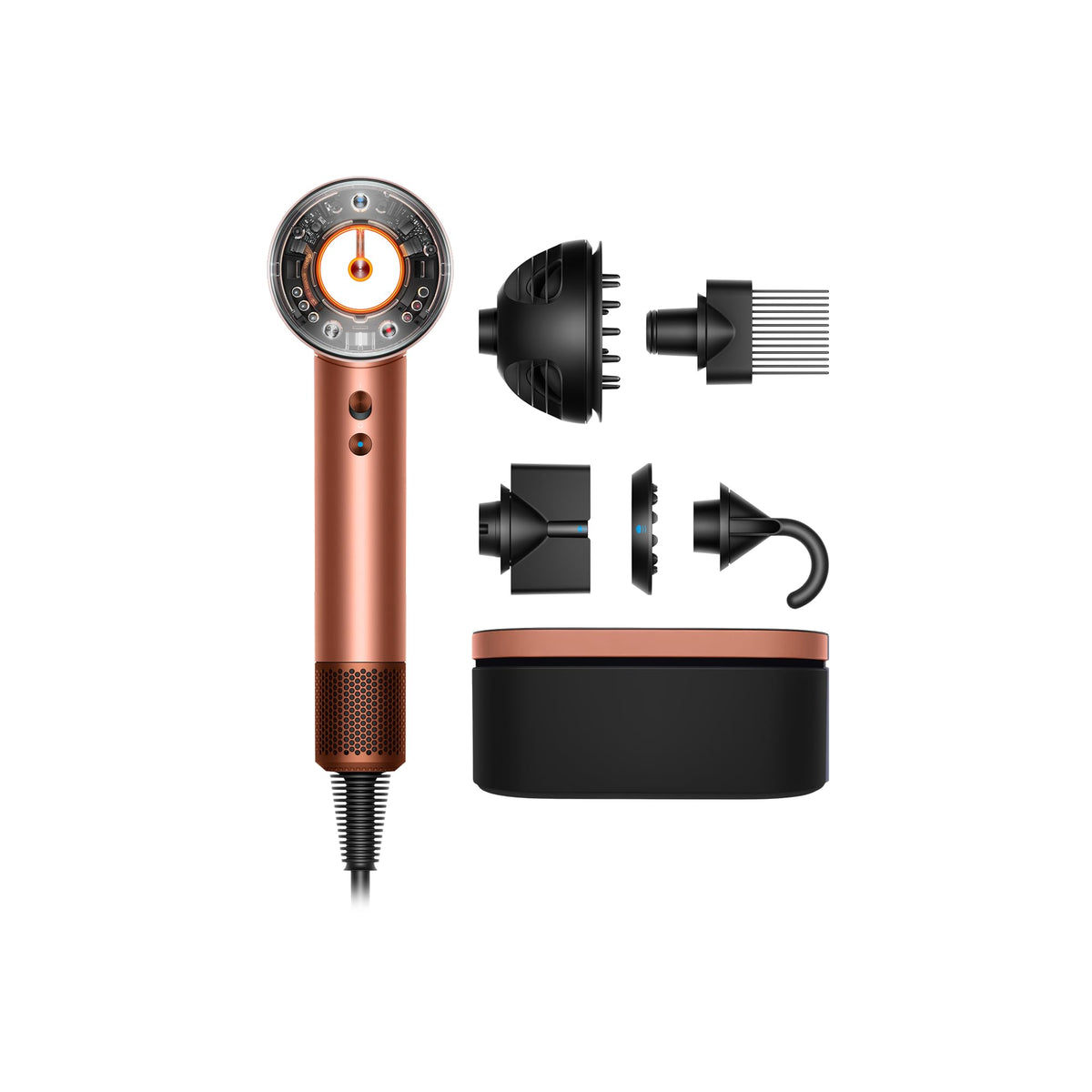 Dyson Supersonic Nural front view showing sleek design and balanced handle benefit fast styling