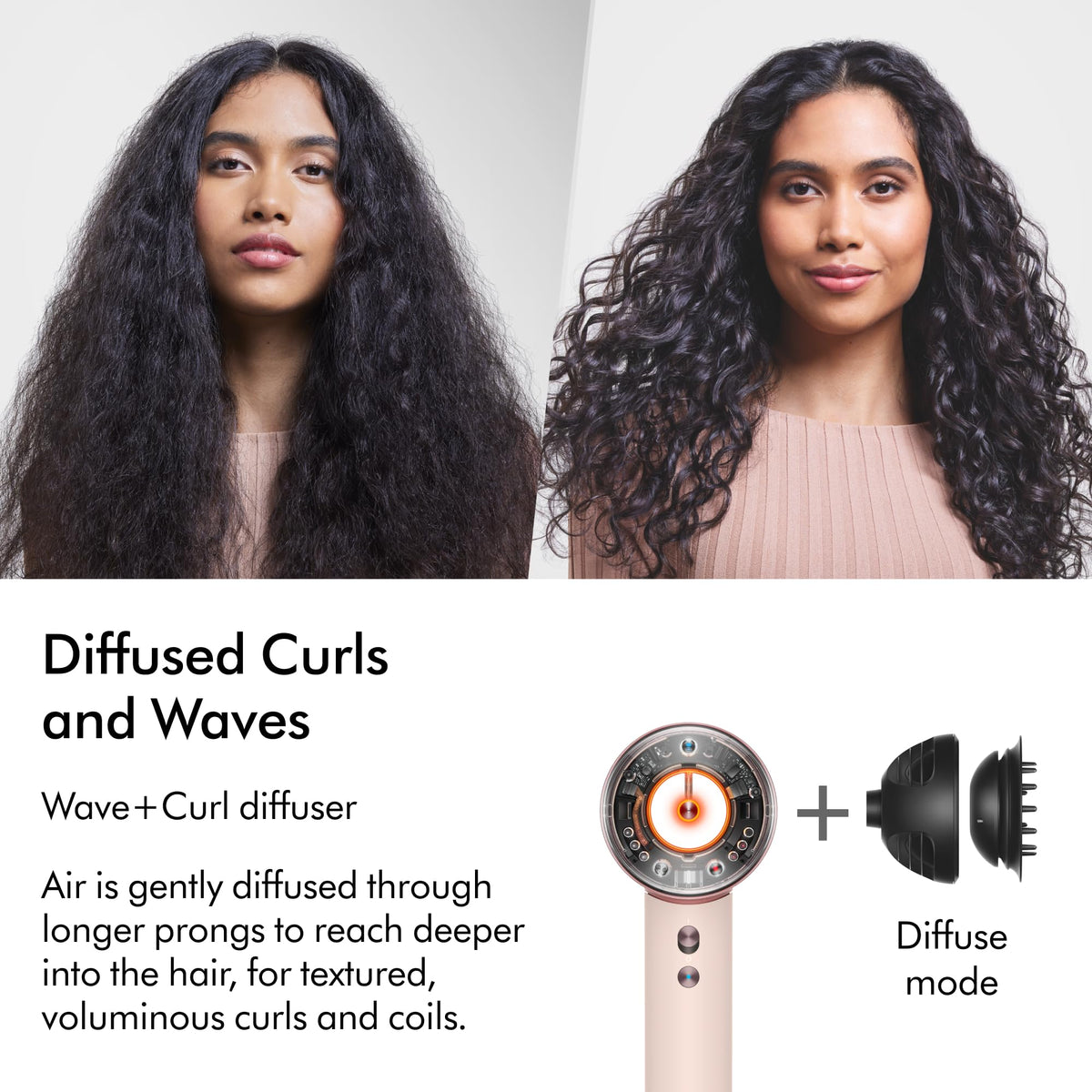 Dyson Supersonic clear endcap revealing internal technology for visible engineering