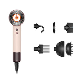 Dyson Supersonic Nural front profile in Ceramic Pink showing sleek design and fast drying benefit