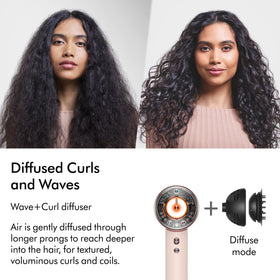 Dyson Supersonic Nural on bathroom vanity in lifestyle shot for everyday salon-quality styling