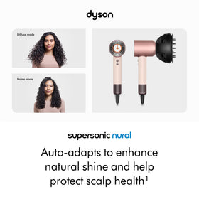 Dyson Supersonic Nural rose gold clear endcap revealing motor and tech for visible performance