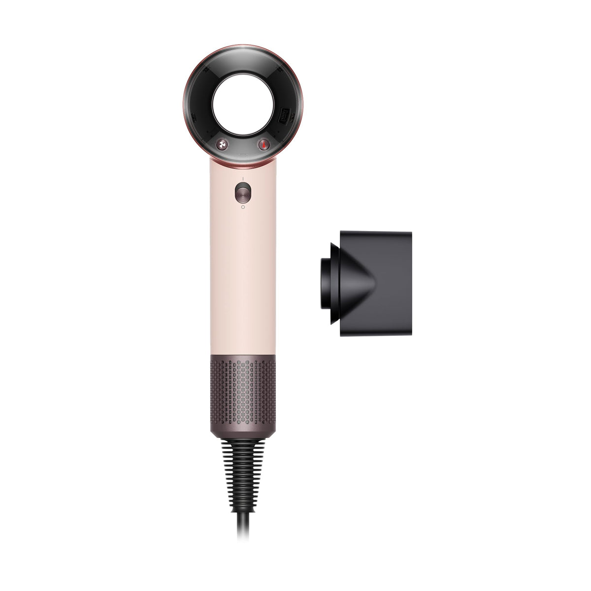 Dyson Supersonic Travel front view showing compact dryer and fast drying benefit