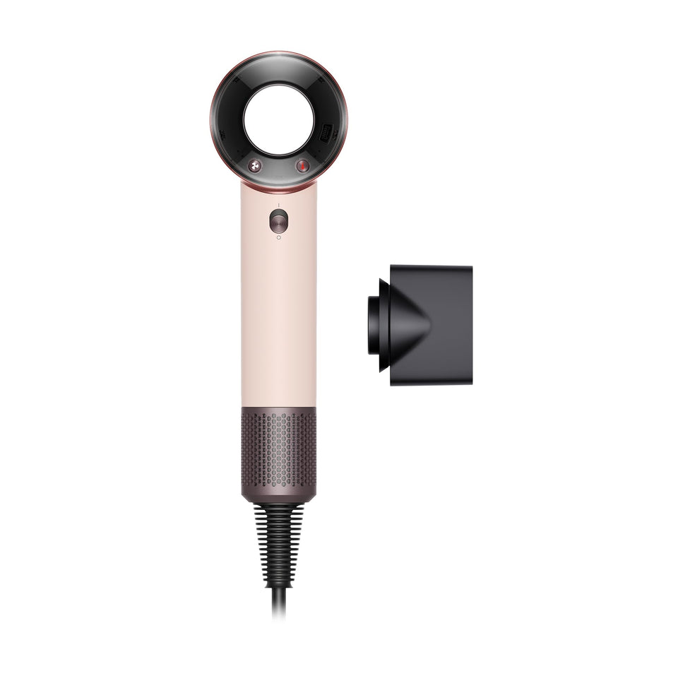 Dyson Supersonic Travel front view showing compact dryer and fast drying benefit
