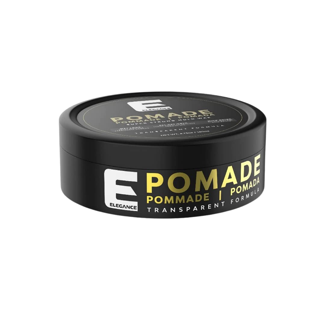 E Elegance jar front view showing branding and product benefit of strong hold