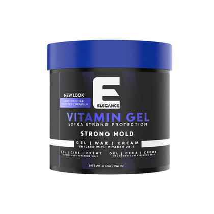 E Elegance front packaging showing 33.8 oz tub and brand benefit
