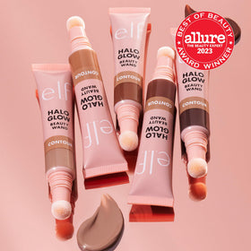 e.l.f. Halo Glow close-up label showing 2% squalane, highlights hydrating ingredient