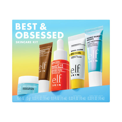 e.l.f. SKIN kit front packaging showing all five mini products and compact case for travel
