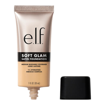 e.l.f. front packaging showing shade 24 Light Warm and satin finish benefit