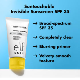e.l.f. Suntouchable dispensed on fingers illustrating easy application