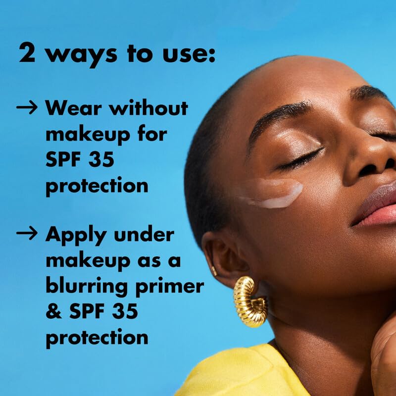 e.l.f. Suntouchable applied under makeup demonstrating smoothing primer effect