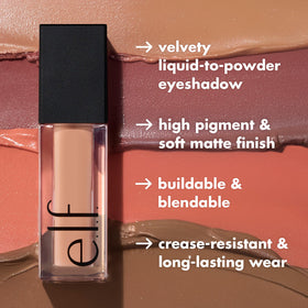 e.l.f. close-up on eyelid with Beige & Boujee demonstrating smooth matte finish
