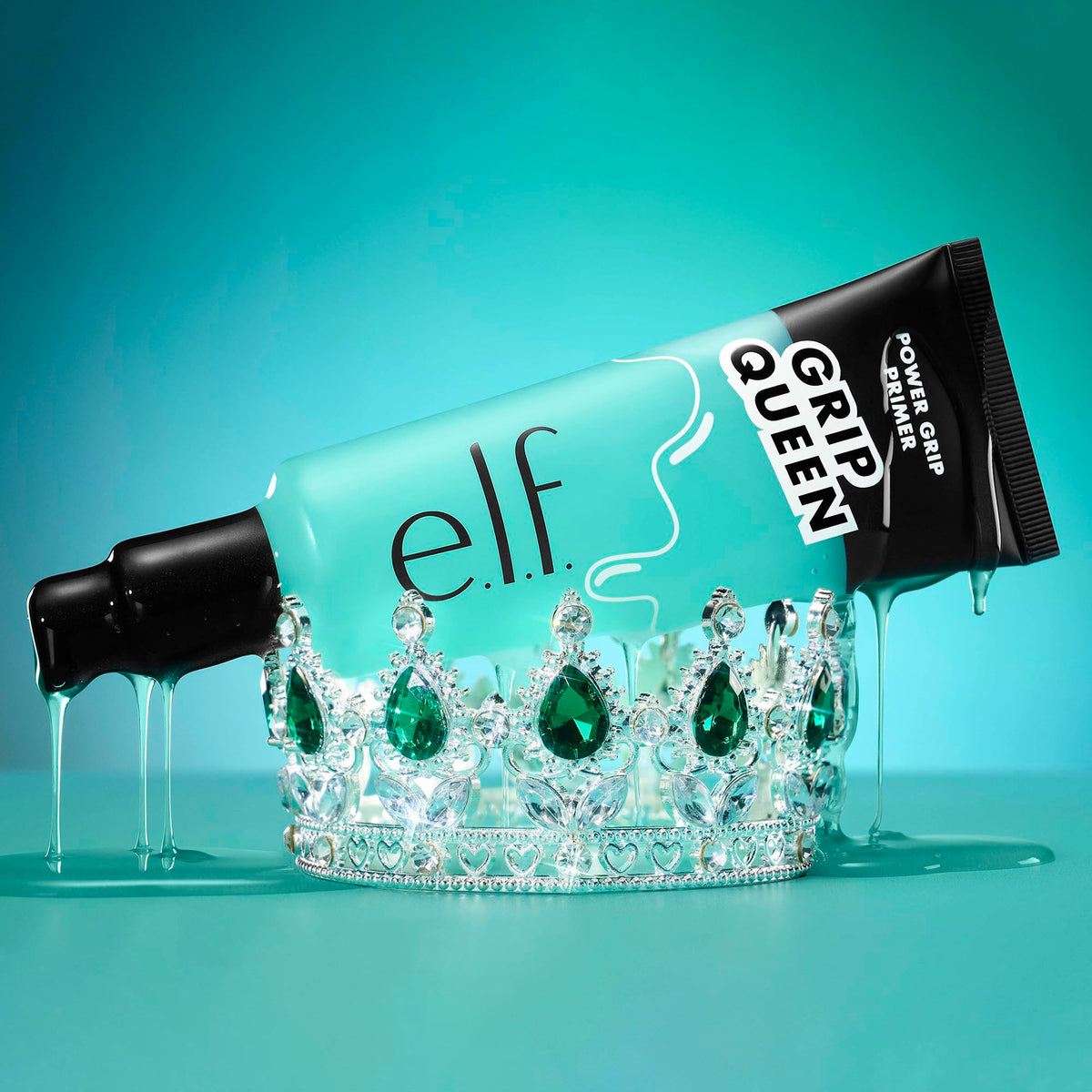 e.l.f. Power Grip primer in a makeup bag lifestyle scene for on-the-go prepping