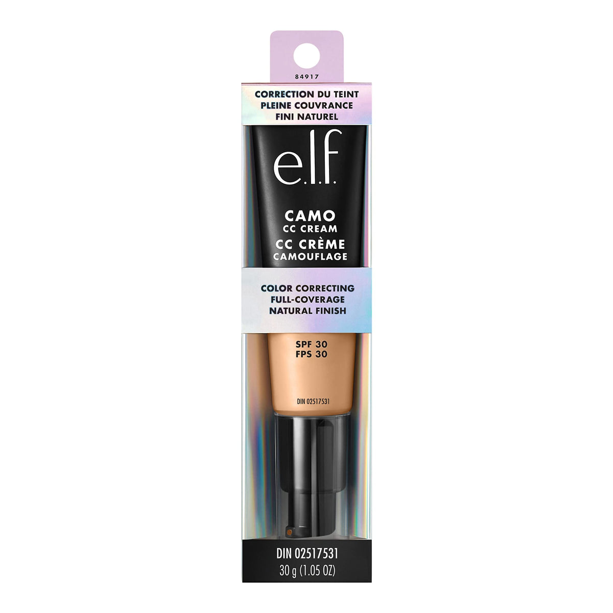 e.l.f. tube beside hand for scale, showing compact 1.05 oz travel-friendly size