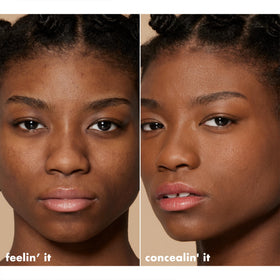e.l.f. concealer applied under eye with brush for precise, crease-resistant coverage