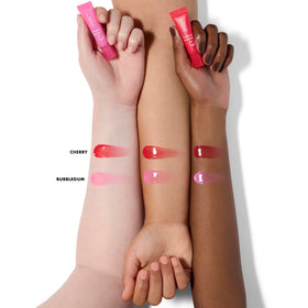 e.l.f. texture swatch on skin showing lightweight hydrating finish and sheer tint